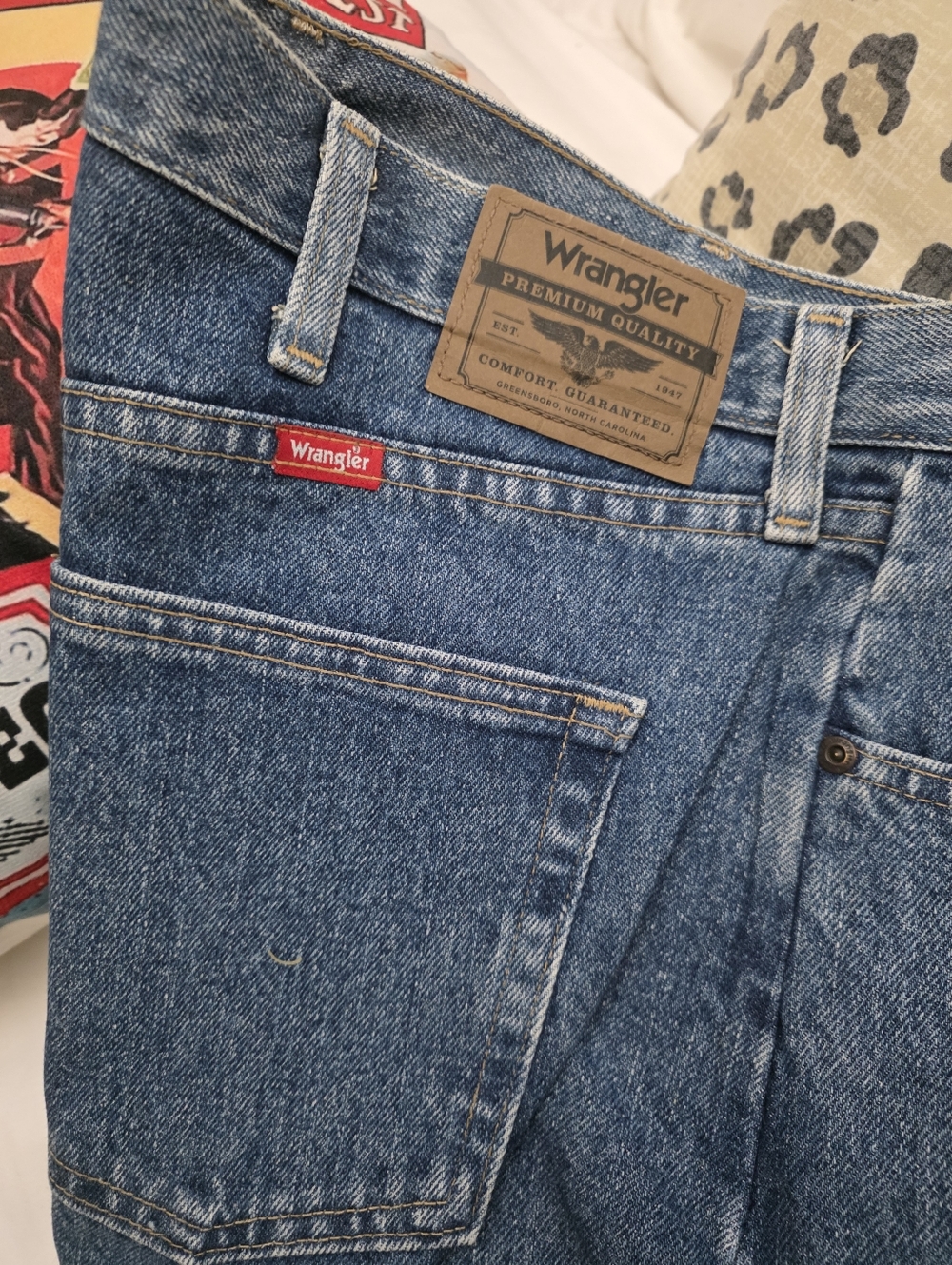 Grab Ya Boots...Wrangler Men's Dark Blue Relaxed Fit Jeans with Red Tab